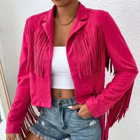 Fringe Trim detailed long sleeve Open Front Jacket - Picture 4 of 6